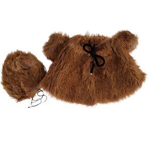 Faux Fur 18" Doll Coat & Hat Brown Tie Close Lined Fancy Furs